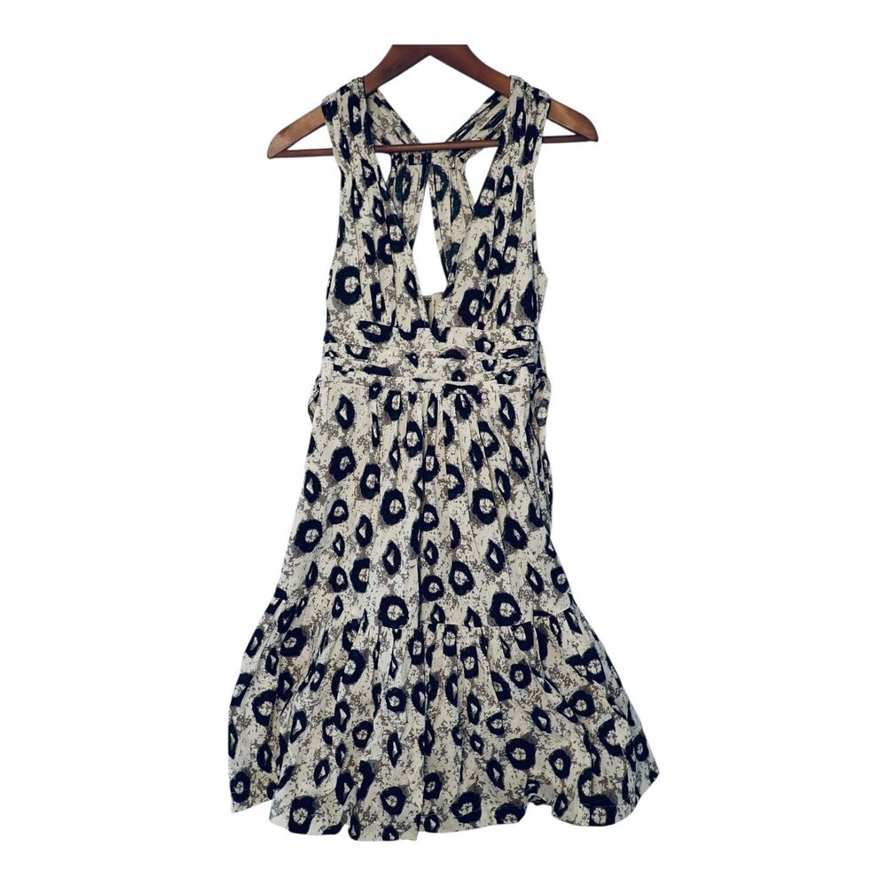 Plenty by Tracy Reese Dress XS Animal Print Black Sleeveless Tie Anthropologie